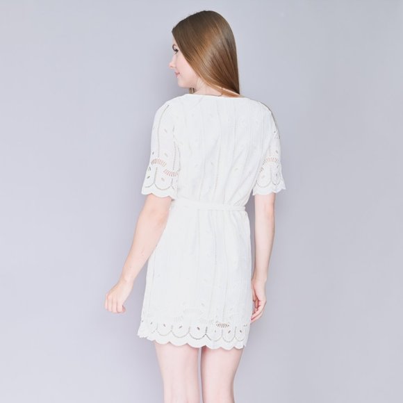 TULAROSA White Rocky Wrap Eyelet Mini Dress - Picture 4 of 7